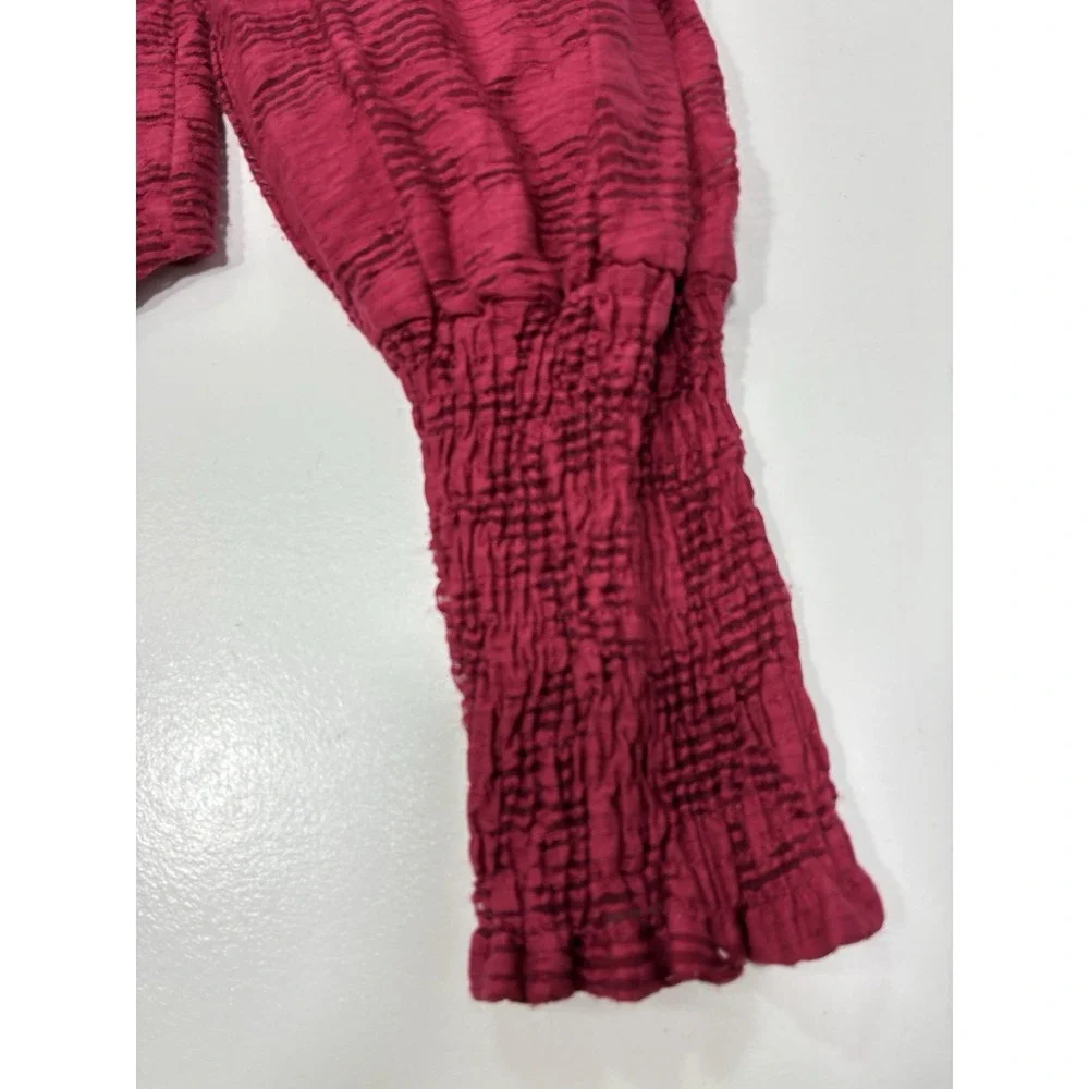 Anthropologie Women Blouse Size‎ XS Cranberry Romantic Puff Sleeve Office casual